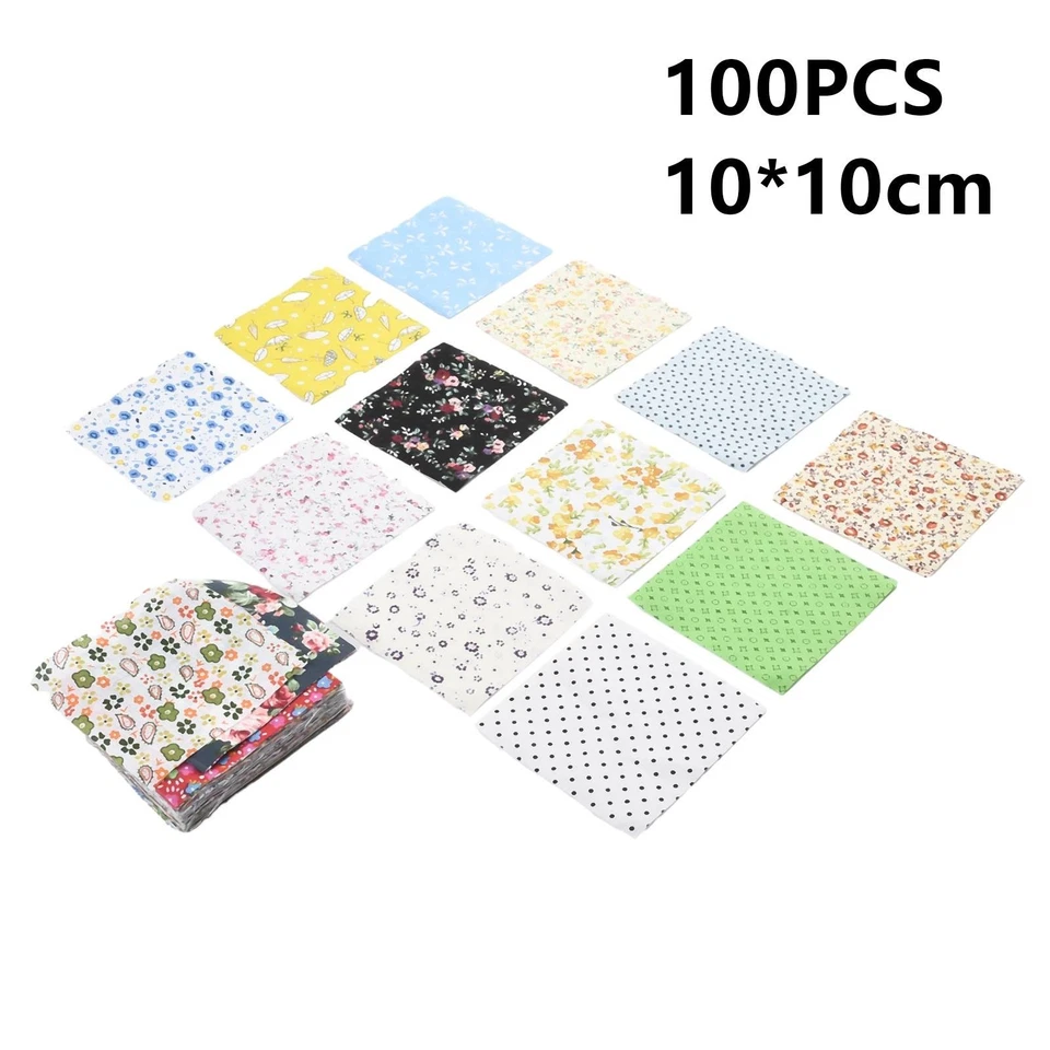 100 Stck. 10 x 10 cm Zum Selbermachen Quadrat Blumen Baumwollstoff Patchwork Tuc - Bild 3 von 4