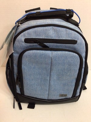 USA Gear UBK, Customizable Camera Backpack, Denim Blue& Black, NWT