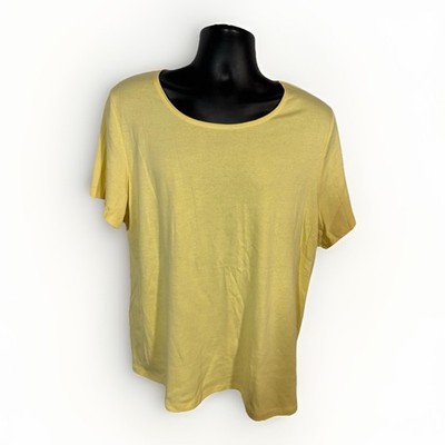 Karen Scott Top Size 2XL Short Sleeve Southern Solo Style Fly Yellow