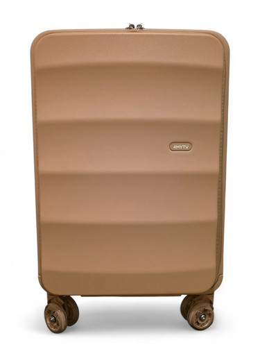 4MYTU Tank Lite Bigger Carry-On Suitcase Beige Brown TSA Lock Built-In USB Port