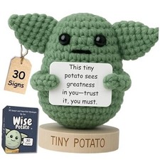 Handmade Positive Crochet with 30 Fun Affirmations - Funny Friendship Baby Yoda