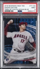 2018 BOWMAN HIGH TEK TIDES OF YOUTH OCEAN BLUE #TY-SO SHOHEI OHTANI 11/25 PSA 9