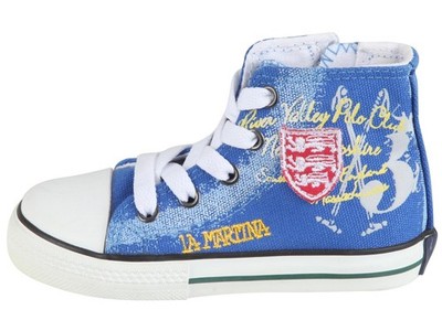 La Martina Polo Kinder Schuhe Jungen Hi-Top Sneaker Canvas Shoes EU 25 UK 7.5