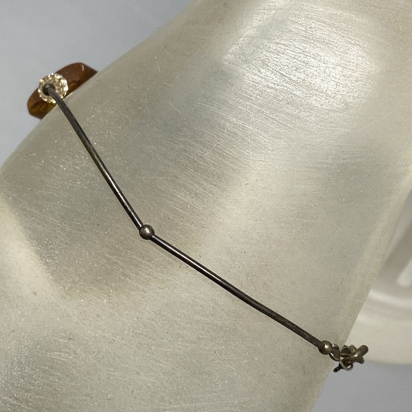 Artisan Stone Bracelet Brown Rectangle Clear Bico… - image 3