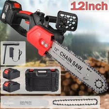 12'' Cordless Electric Chainsaw Handheld Chain Saw Wood Cutter 21V Battery Power