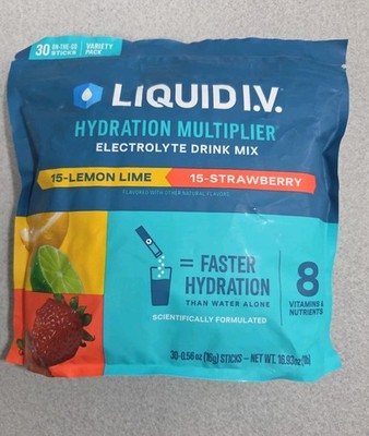 Liquid IV Hydration Multiplier Electrolyte Drink Mix - Bag Of 30 Sticks Exp 2028