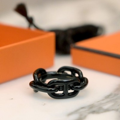 Hermès HERMES REGATE SCHALRING KETTE Ring Schwarz Ø 19,1 mm oder 60 European