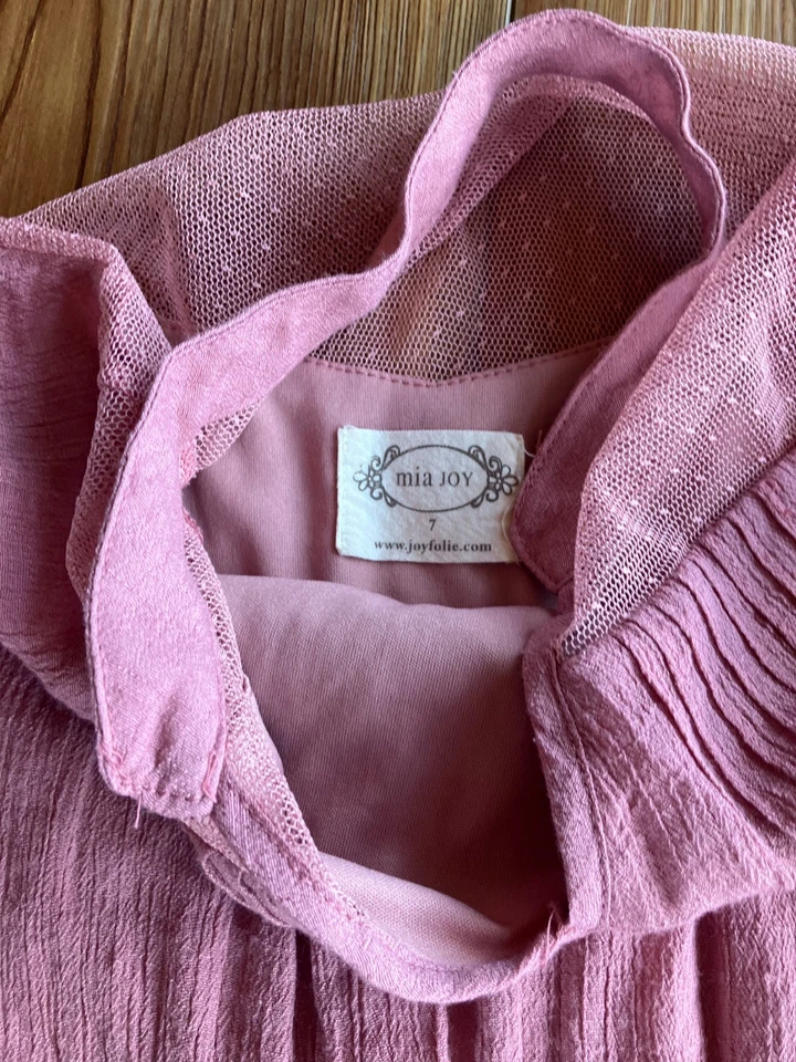 Mia Joy Long Dress Youth 7 Pink Dusty Rose Ruffle Fairy Bell Sleeves - Image 3 of 4