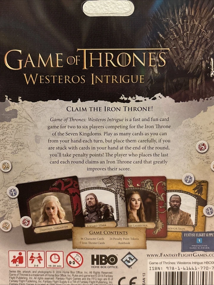 HBO Game of Thrones WESTEROS INTRIGUE Card Game 2-6 Players Family NEW SEALED - Image 3 of 4
