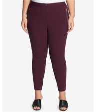 Calvin Klein Womens Zipper Pockets Casual Trouser Pants, Purple, Plus Size, 14W