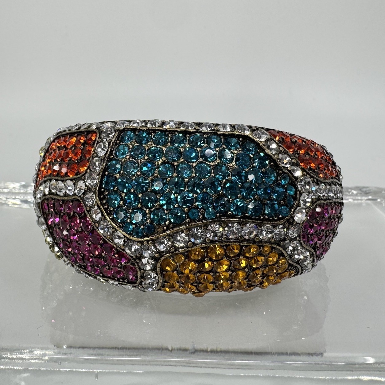Multicolor Austrian Crystal Hinged bangle, Antiqu… - image 1