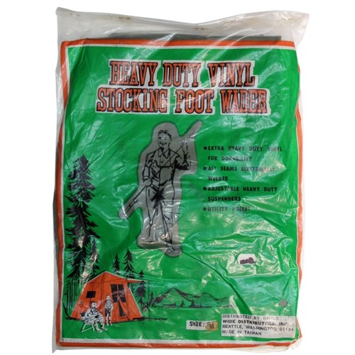 Heavy Duty Vinyl Stocking Foot Wader • World Wide Distributors • Sz M 1950s NIP - Picture 3 of 5