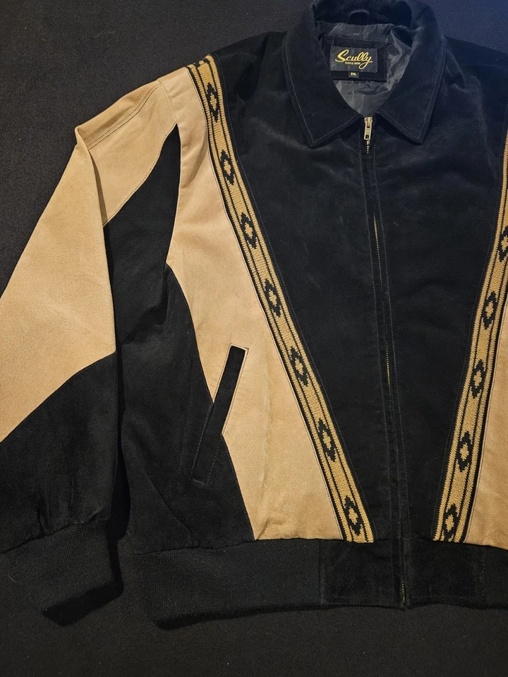 Scully Suede Bomber Jacket Black & Brown Southwestern Jacket Mens Size 3XL - Image 2 of 4
