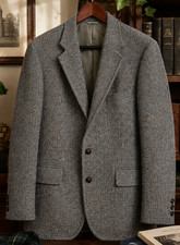Abrigo deportivo de tweed tejido a mano Harris Andover Shop 42R Ivy League Academia de colección