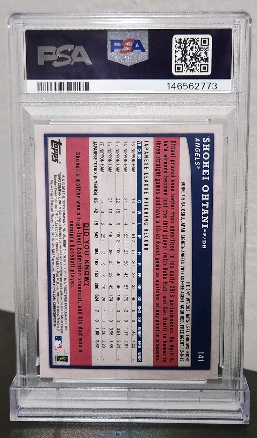 2018 Topps Big League Shohei Ohtani Rookie Card #141 PSA 9 RC view 3