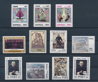 LT18532 Peru christmas paintings fine lot MNH