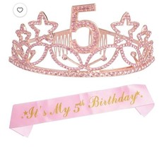 Ensemble couronne et ceinture 5ème anniversaire pour fille 5 ans décoration fête diadème cadeau