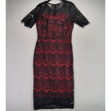 Suzanne Betro Dress Womens S Lace Overlay Sheath Dress Zip Up Goth Gothcore