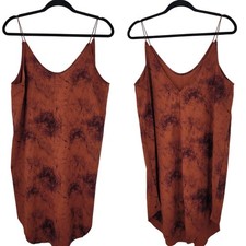 Hurley Rust Red Strappy Coastal Cami Dress Sz M Sundress Tie-Dye Athleisure