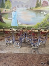 VTG 1965 Tulsa Golden Hurricane Blue Bonnet Bowl Tumbler Glass Set Of 6, 5"