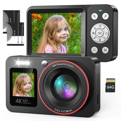 Digitalkamera 4K 64MP Vlogging Fotokamera Kompaktkamera 18X Digitalzoom Kamera