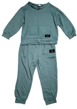 Shein Kids Teal 5T Track Suit Sweat Pants  Sweatshirt Pockets 2 Piece Set