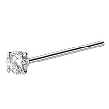 18G 20G Prong CZ Fishtail Titanium Nose Stud Ring Piercing Jewelry Sold Each
