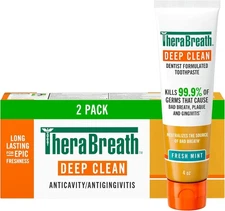 TheraBreath Deep Clean Toothpaste, Kills 99.9% of Germs That Cause Bad Breath, G
