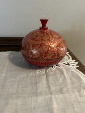 Kashmiri Papier Mache Covered Trinket Container