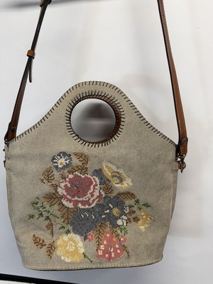 Vintage Patricia Nash Purse Shopper Shoulder Bag Floral Boho 13 inches wide
