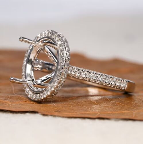 Customized Diamond Setting Semi Mount Engagement Ring 14K White Gold Plated - Afbeelding 1 van 3