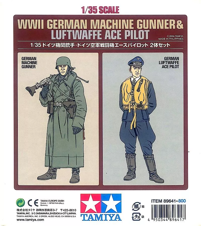 Tamiya 89641 1/35 Scale Military Figure Model Kit WWII German Gunner & Ace Pilot