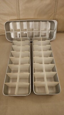 Vintage Mid Century Aluminum & Silicone Ice Cube Tray lot of 3 Unbranded
