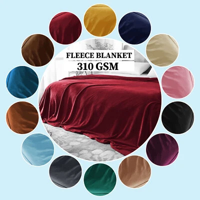 Faux Fur Fleece Throw Soft Warm Mink Large Sofa Bed Blanket Double Sizes King - Image 1 of 4