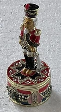 Jeweled Nutcracker Multicolor Trinket Box Enamel & Swarovski Crystals.