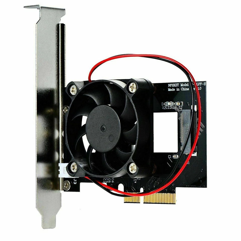 Tarjeta adaptadora SSD M.2 NVMe PCIE 4.0 X4 a M interfaz clave con ventilador refrigerador refrigeración Foto 2 de 4