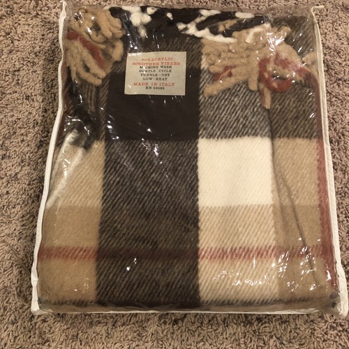 Biederlack of America Cream and Rust Plaid 50”x60" Stadium Throw