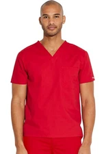 Dickies Scrubs 83706 V Neck Unisex Scrub Top Dickies EDS Red