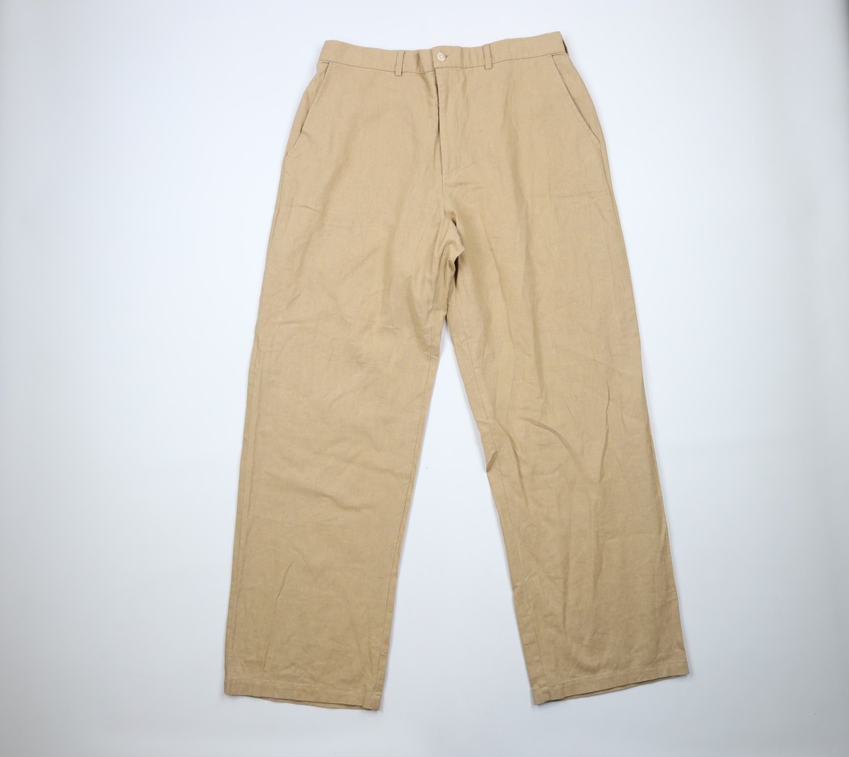 Vintage 90s Streetwear Mens XL Linen Knit Wide Leg Chinos