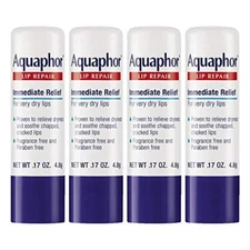 Aquaphor Lip Repair Stick 0.17oz (Pack of 4) - Soothes Dry Chapped Lips 