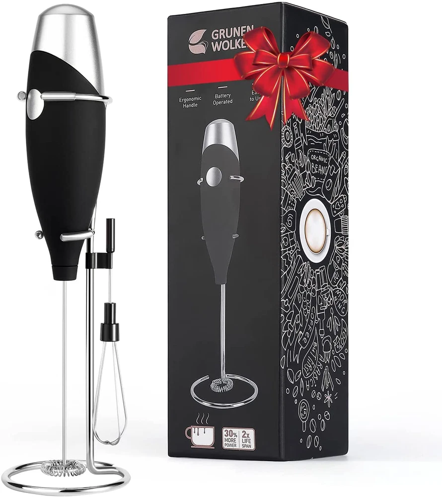 Milk Frother Handheld Get Froth in 7 Seconds High Powered Low Noise with Support