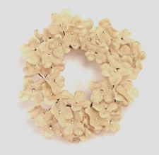 New Farmhouse Chic BURLAP DAISY FLOWER CANDLE RING Wreath 4" Opening Weddings 