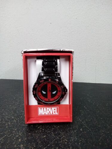 Marvel, Deadpool, Accutime Watch With Carbon Fiber Inlay, Brand New - Picture 1 of 1