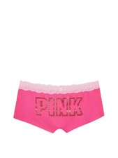Victoria's Secret PINK Lace Trim Boyshort Panty Hot Pink