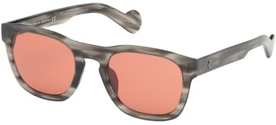 Moncler ML0093 20E Gray Marble Square Plastic Sunglasses 52-22-145
