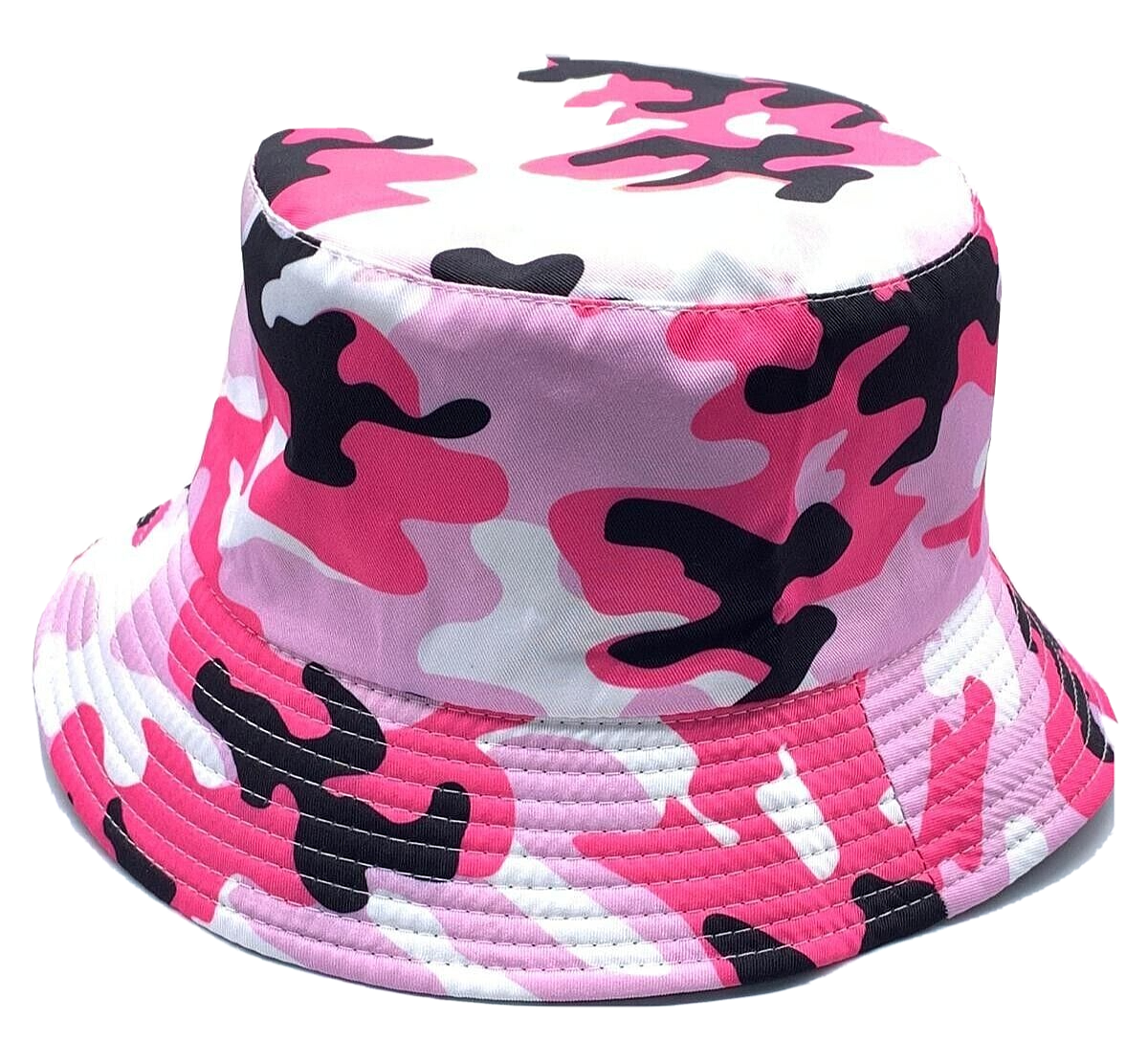 Pink Camo Reversible Bucket Hat Foldable Summer Fishing Cap  -image