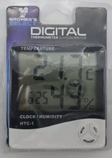 Grower's Select Digital Thermometer & Hygrometer Clock Humidity Alarm Lg Display
