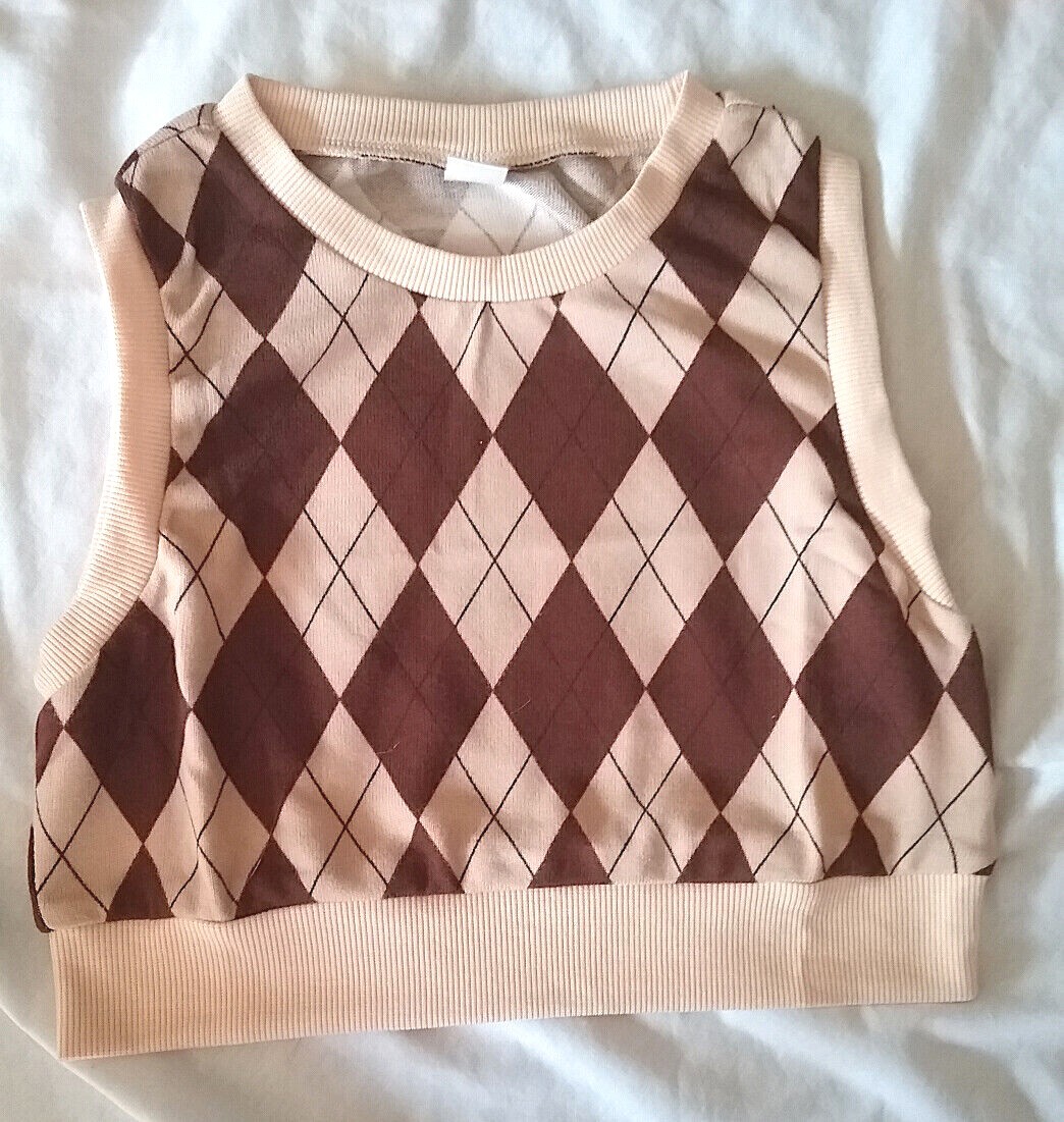 Shein Ezwear Sweater Vest Shein Brown Argyle Sweater Shein SHEIN