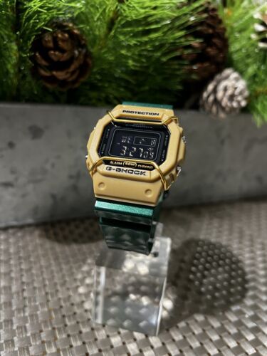 G-shock DW5600 Mod Custom Skmei Watch Khaki / Green & Travel Case