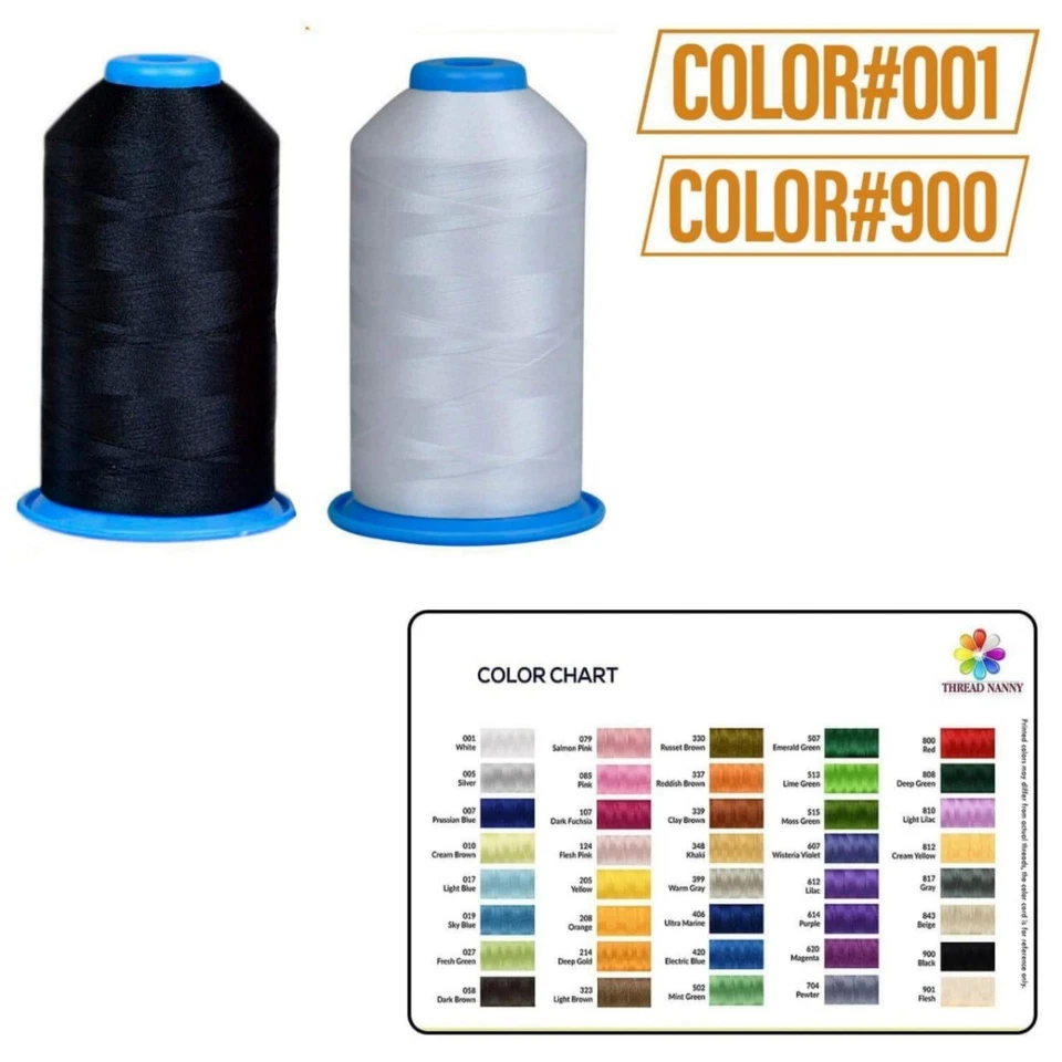 Huge Machine Embroidery Thread Black & White - Large Polyester Cones 5500 Yards - Image 4 of 4